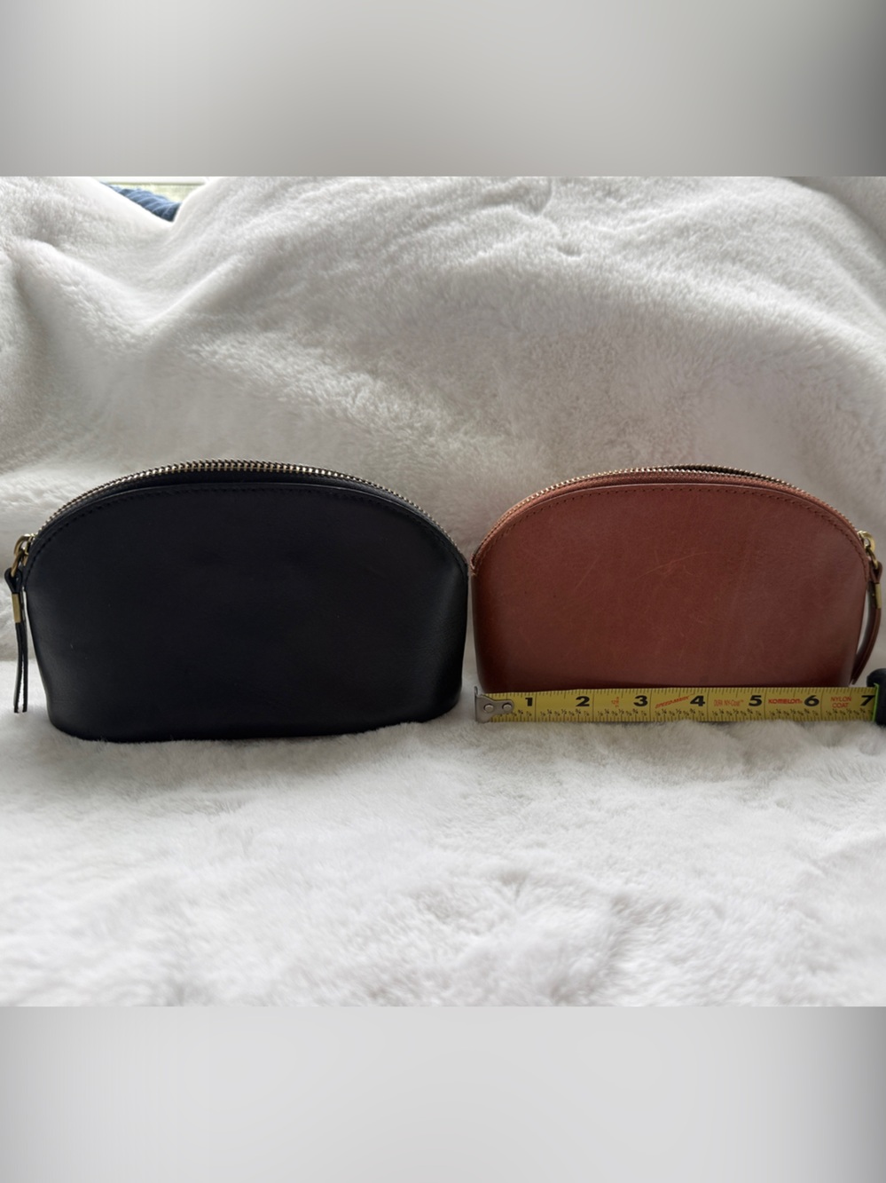Madewell Leather Cosmetic Pouch Duo in Black and Brown